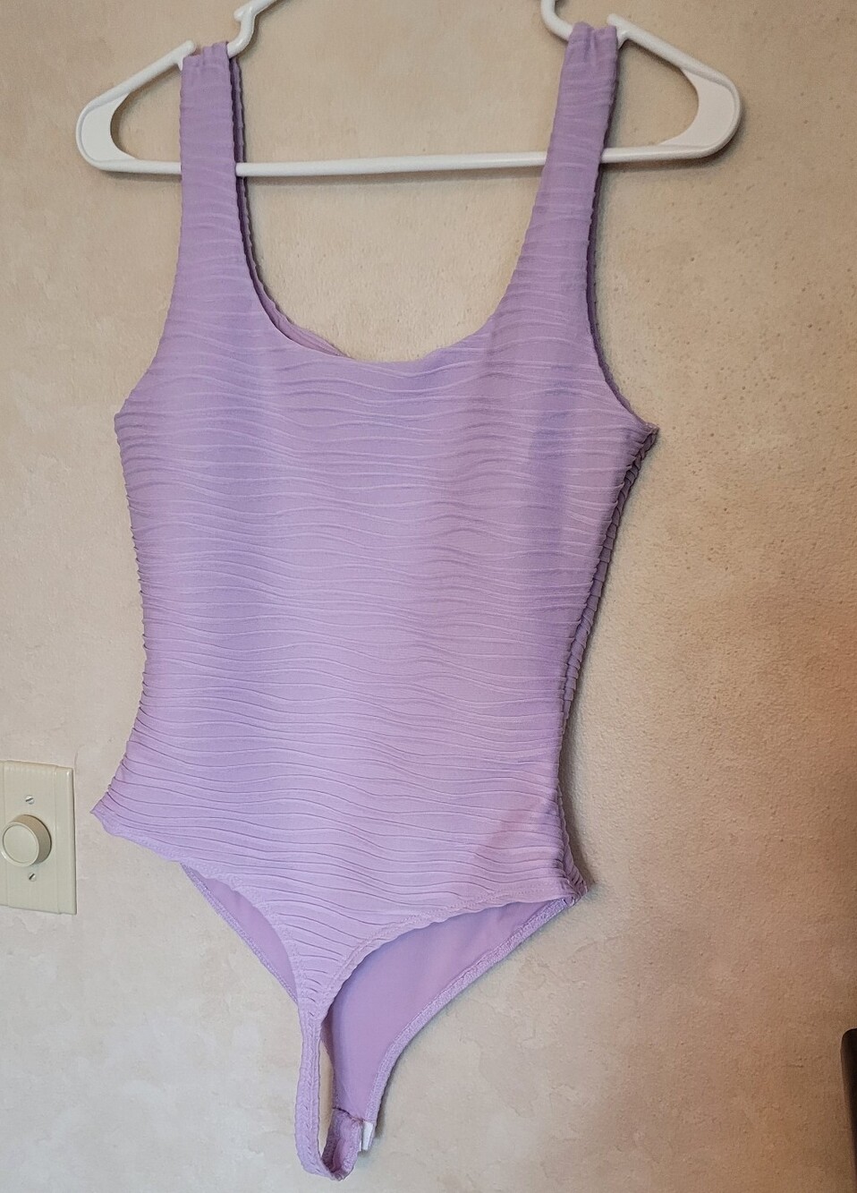 Textured Tank Top Style bodysuit Lavender Small  Side Zip Never Worn
